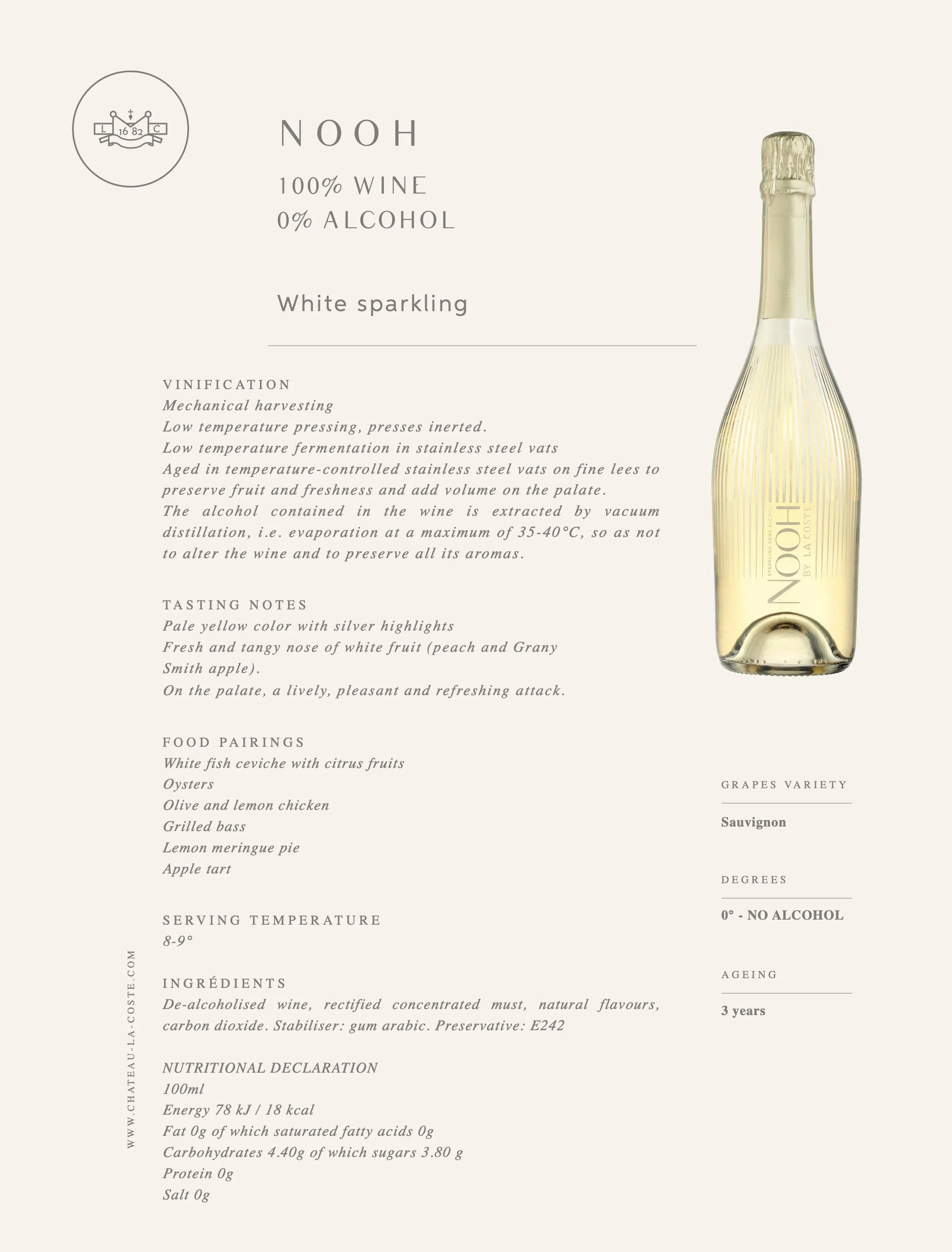 🇫🇷 Organic White Sparkling Wine (0% Alcohol), 25.3 fl. oz. (750ml)