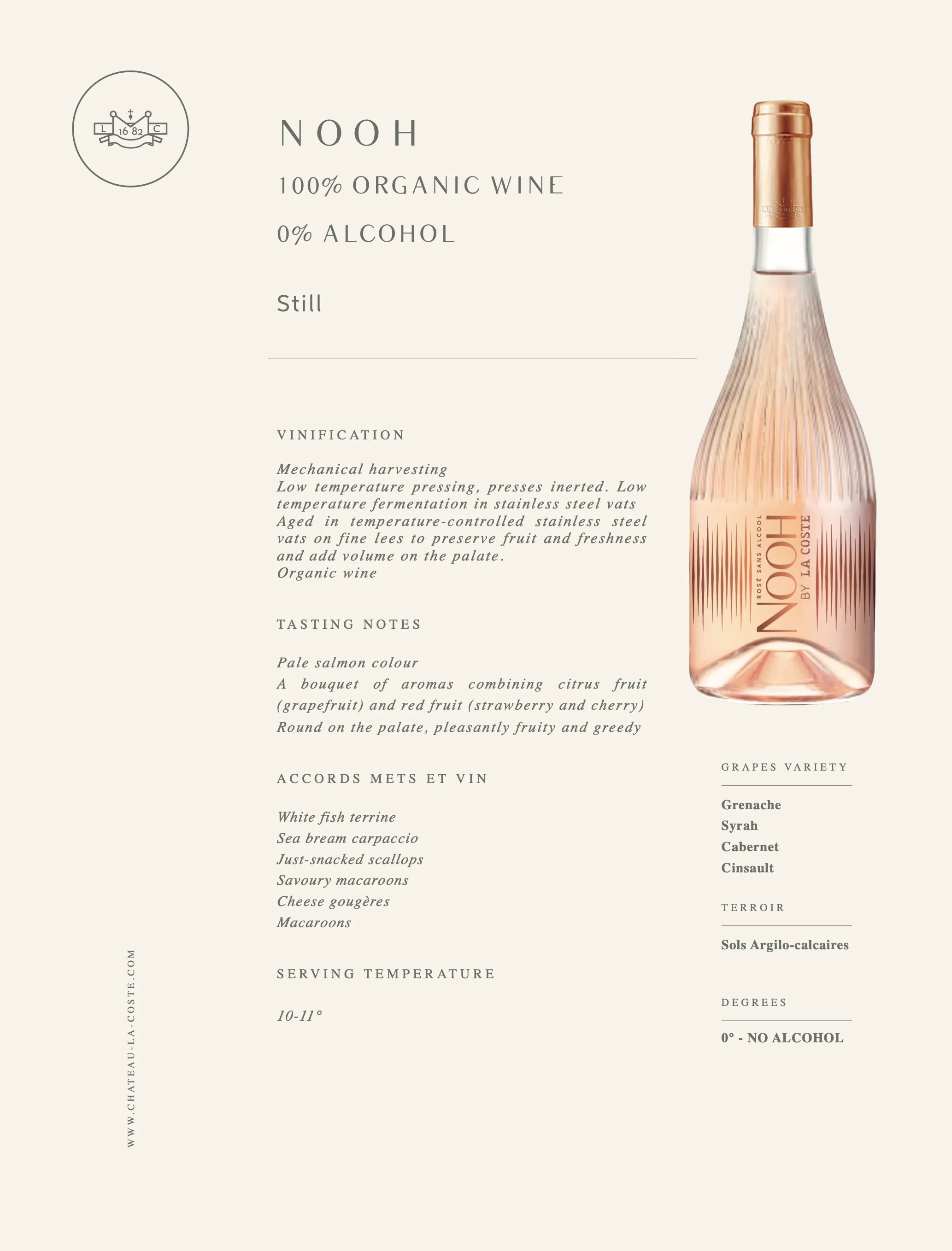 🇫🇷 Organic Provence Rosé Wine (0% Alcohol) by Château La Coste, 25.3 fl. oz. (750ml)