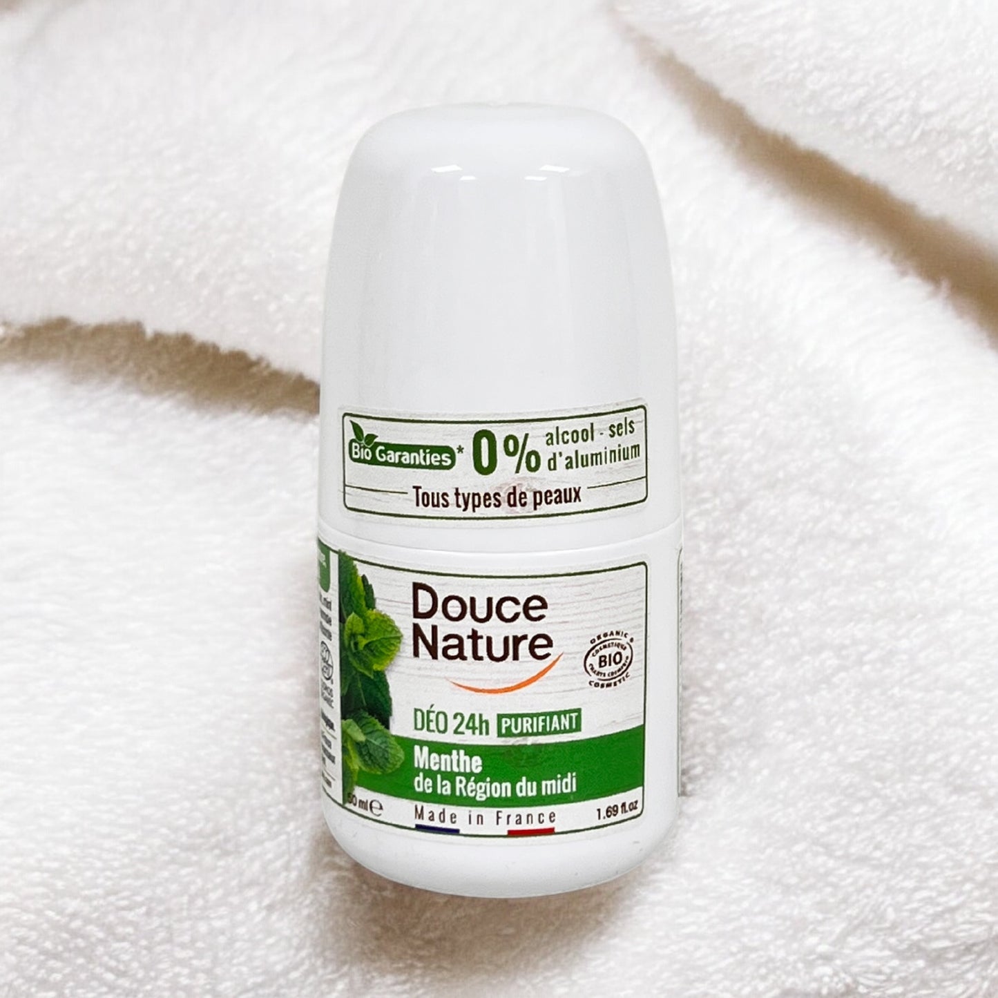 🇫🇷 Organic Roll-On Mint Deodorant by Douce Nature, 1.6 fl oz (50ml)
