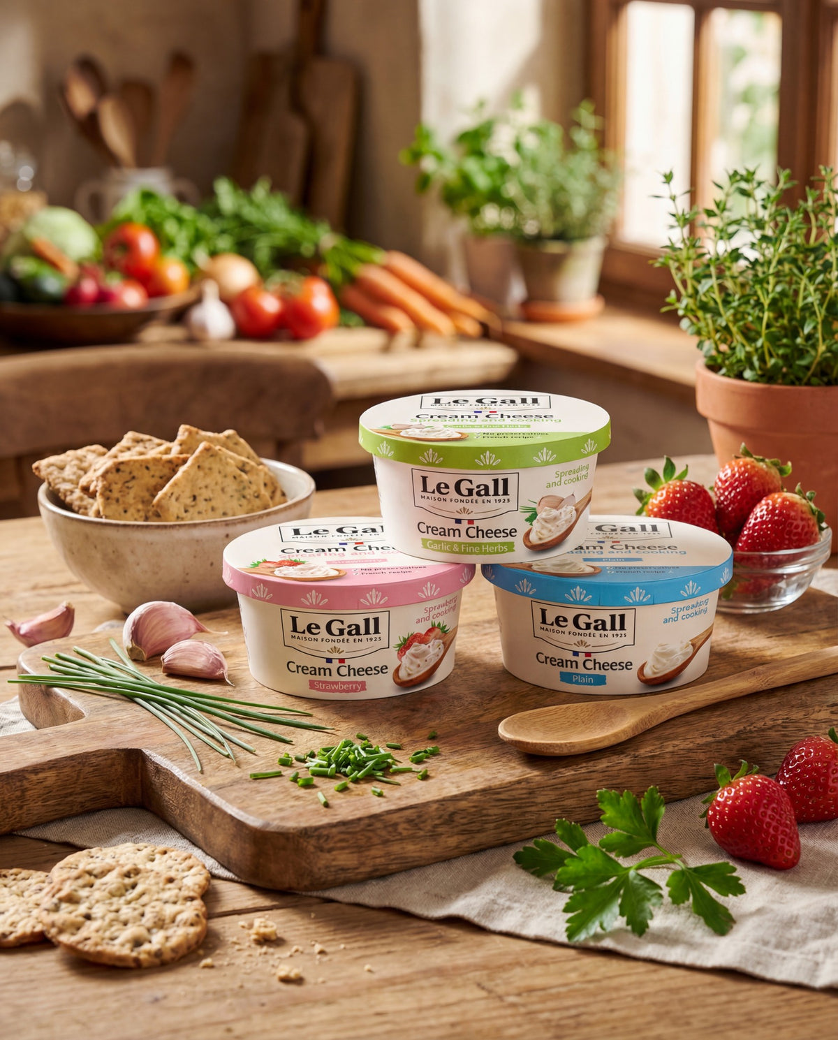 🇫🇷 French Garlic & Fine Herbs Cream Cheese, 5.2 oz (150g)