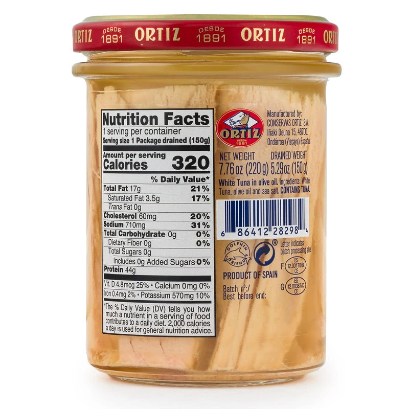 🇪🇸 White Tuna (Germon) in Olive Oil in Glass Jar, 7.76 oz (220g)