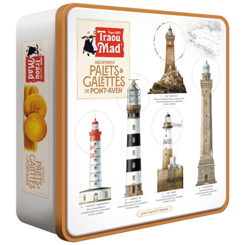 🇫🇷 Brittany Galettes & Palets Butter Cookies Assortment in Square Tin, 14 oz (400g)