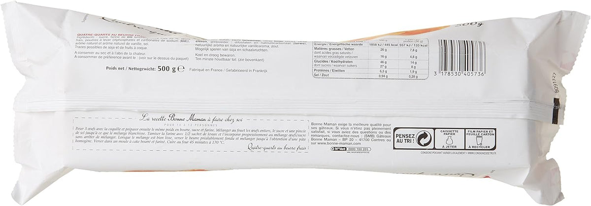 🇫🇷 Large Pure Butter 'Quatre-Quarts' Pound Cake by Bonne Maman, 17.5 oz (500g)