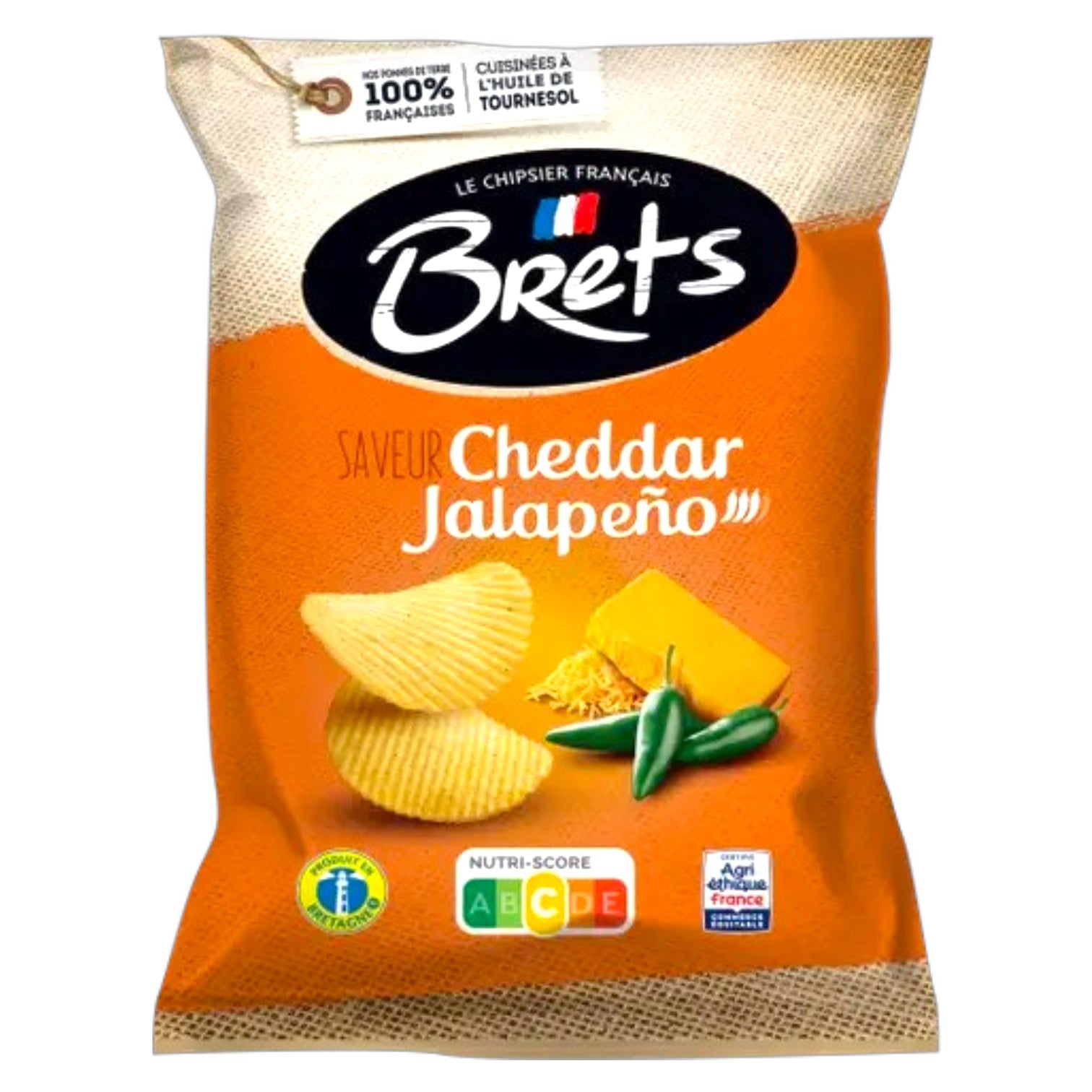 🇫🇷 Cheddar Jalapeno Flavored All-Natural Potato Chips, 4.4oz (125g) [NO GMO, NO CORN SYRUP]