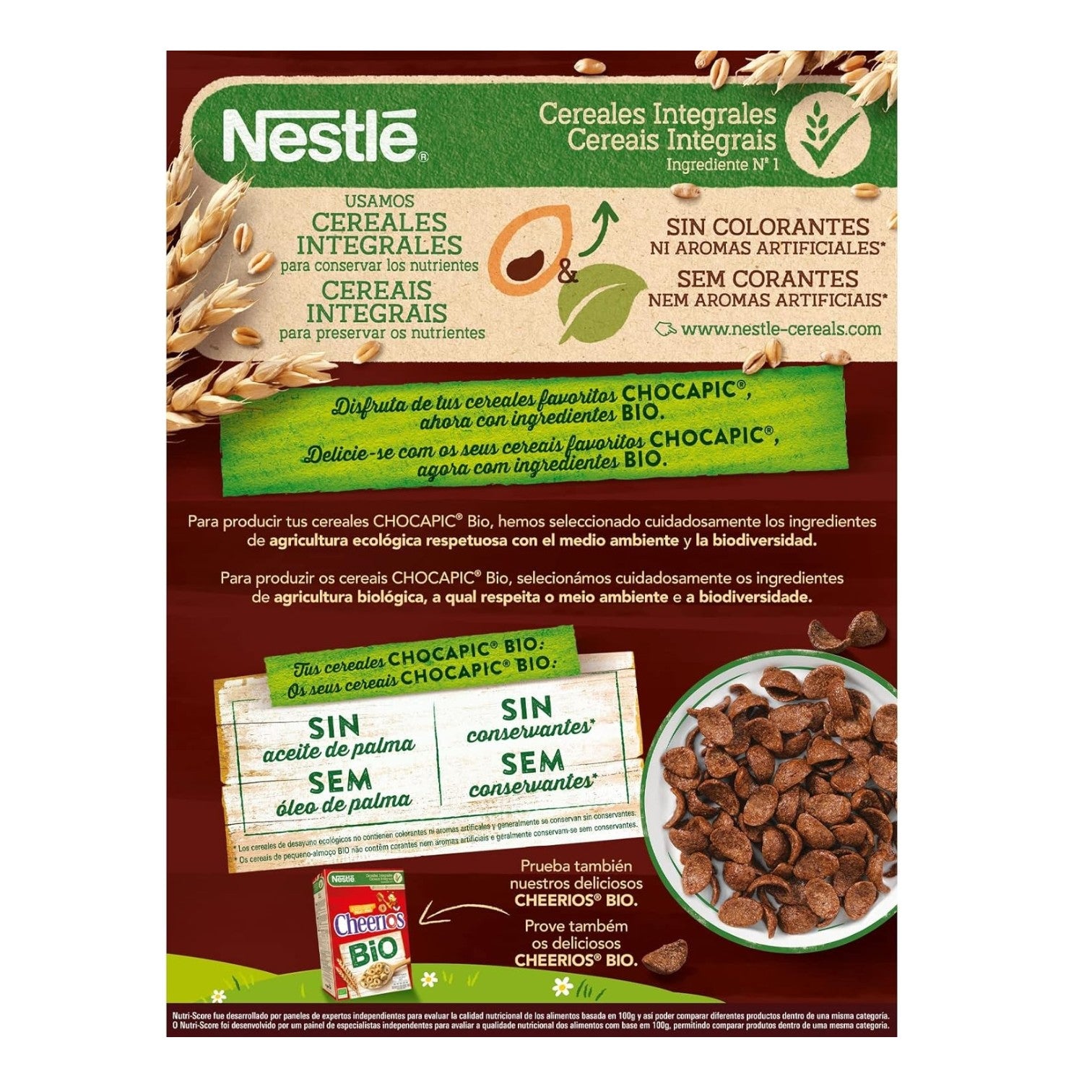 🇫🇷 Organic Chocapic Whole Grain Breakfast Cereals (Made in France), 13.4oz (375g)