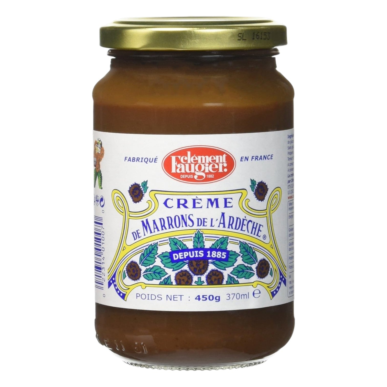 🇫🇷 Mr. Faugier's Original Crème de Marrons (Original Chestnut Cream Recipe, Glass Jar), 15.8 oz (450g)