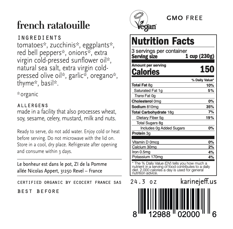 🇫🇷 Organic Ratatouille, 24.3 oz (690g)