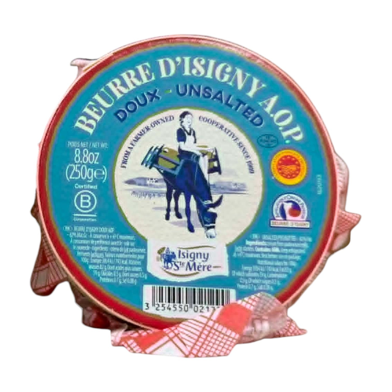 🇫🇷 Unsalted Cultured & Churned Butter (PDO/AOP) in Wooden Basket, 8.8 oz (250g)
