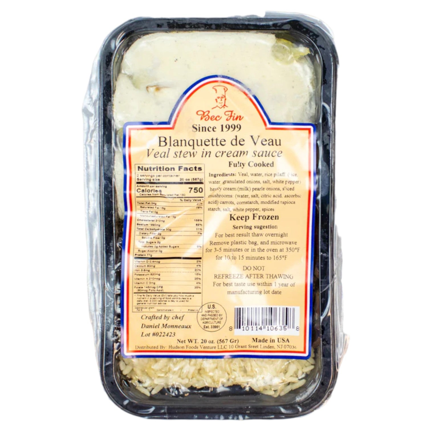 🇫🇷 Blanquette de Veau (Veal Stew in a Creamy Mushroom Sauce), 24 oz (Frozen, Serves 2) ❄️