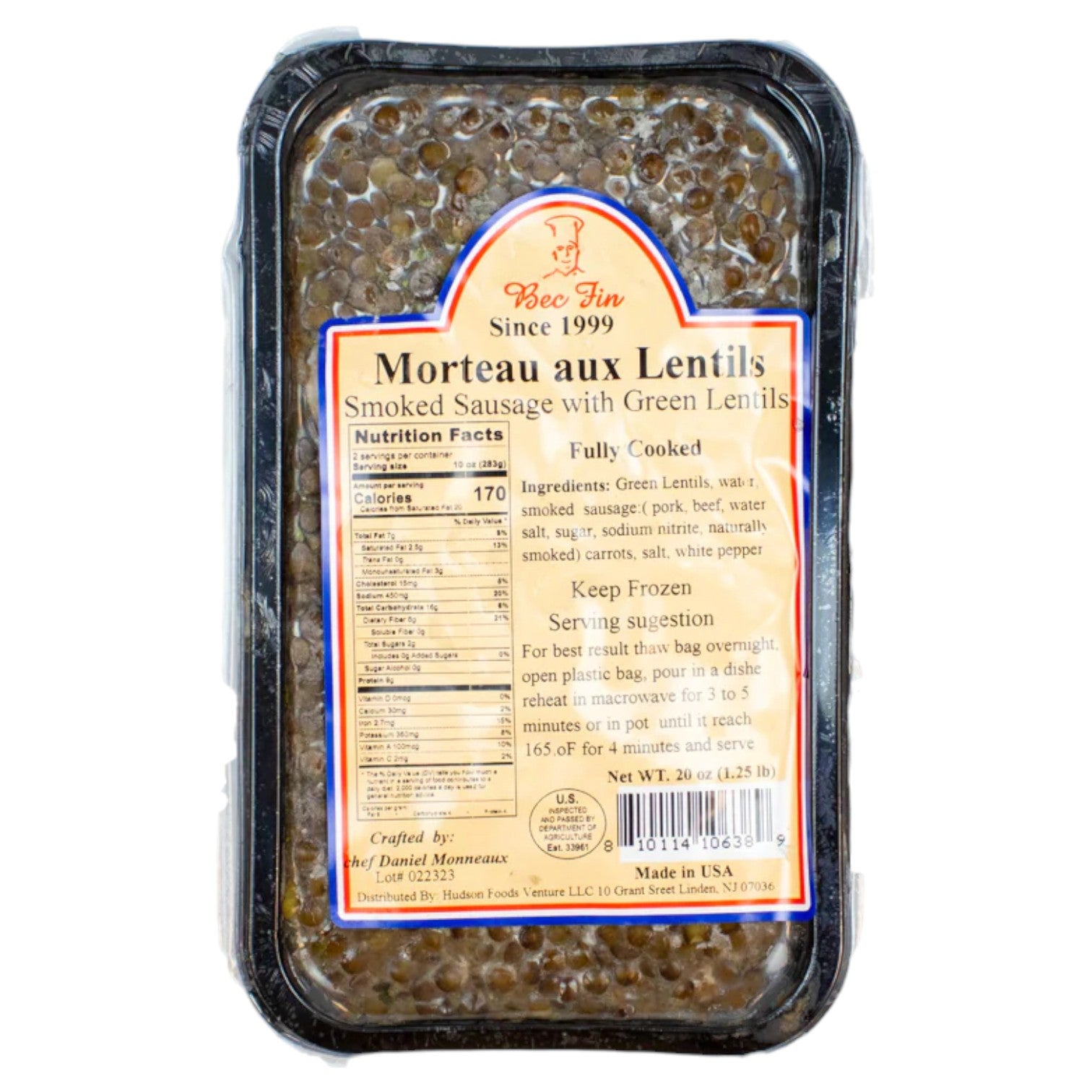 🇫🇷 Morteau Sausage w/ Lentils, 20 oz (Frozen, Serves 2) ❄️