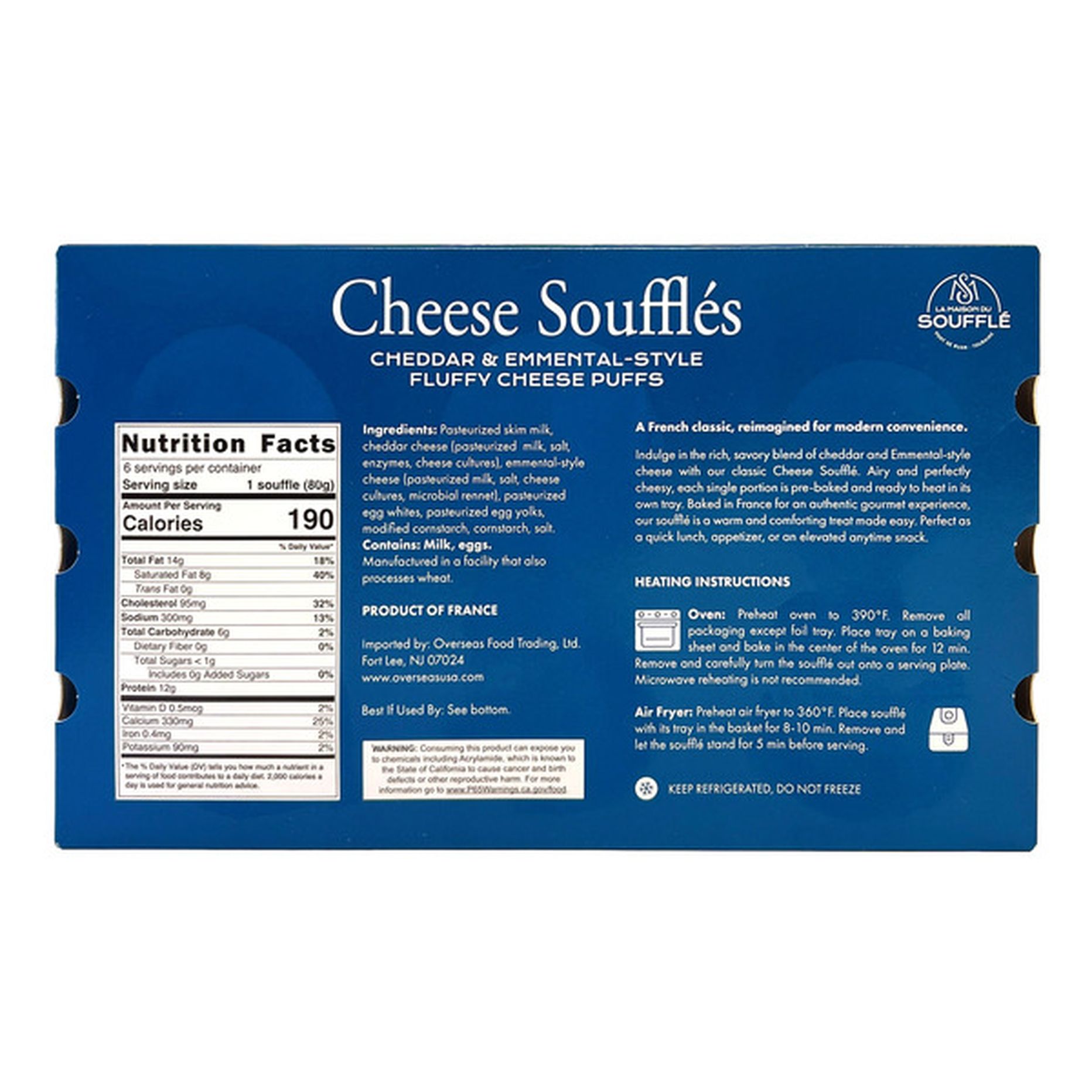 🇫🇷 6 Mini Cheese Soufflés (Cheddar & Emmental), 16.9 oz (480g)