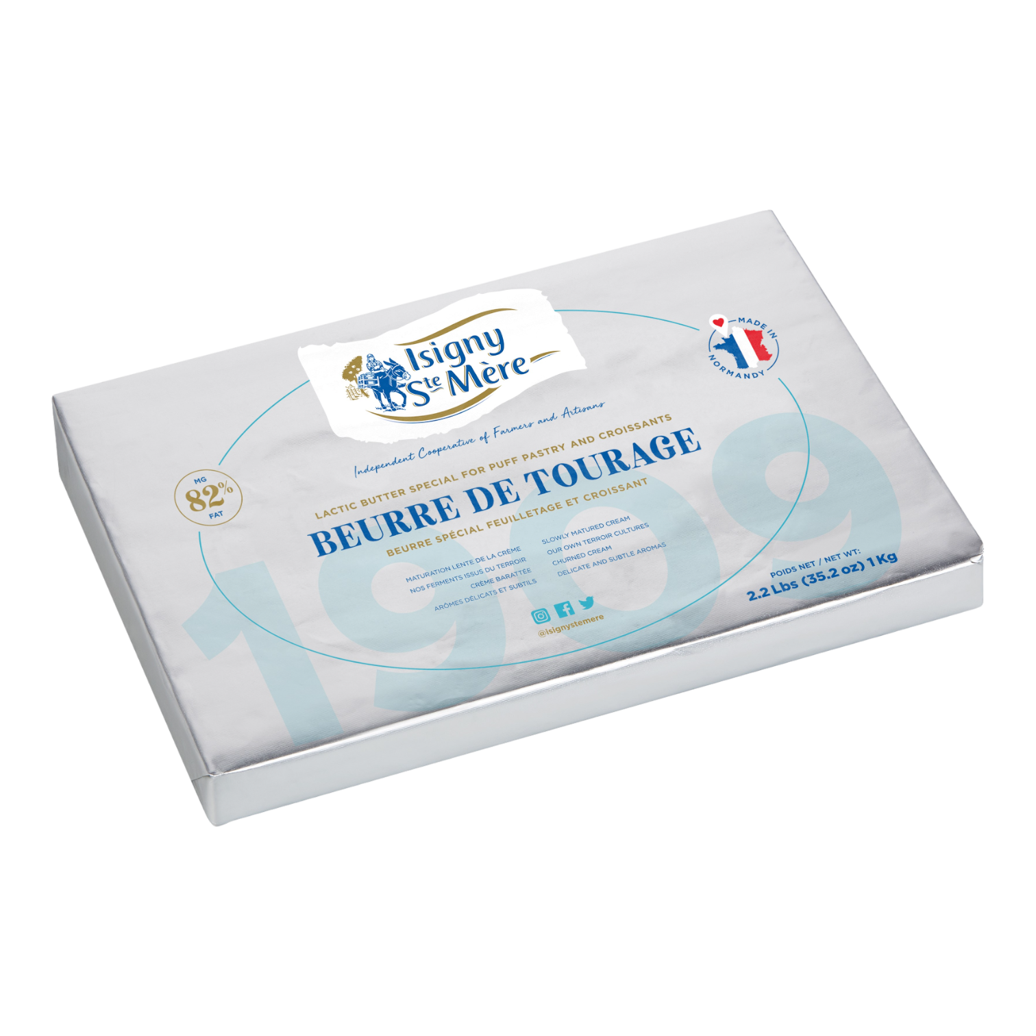 🇫🇷 Professional Pastry Sheet Butter ‘Beurre de Tourage’ 82%, 2.2 lbs (1kg) [Frozen] ❄️