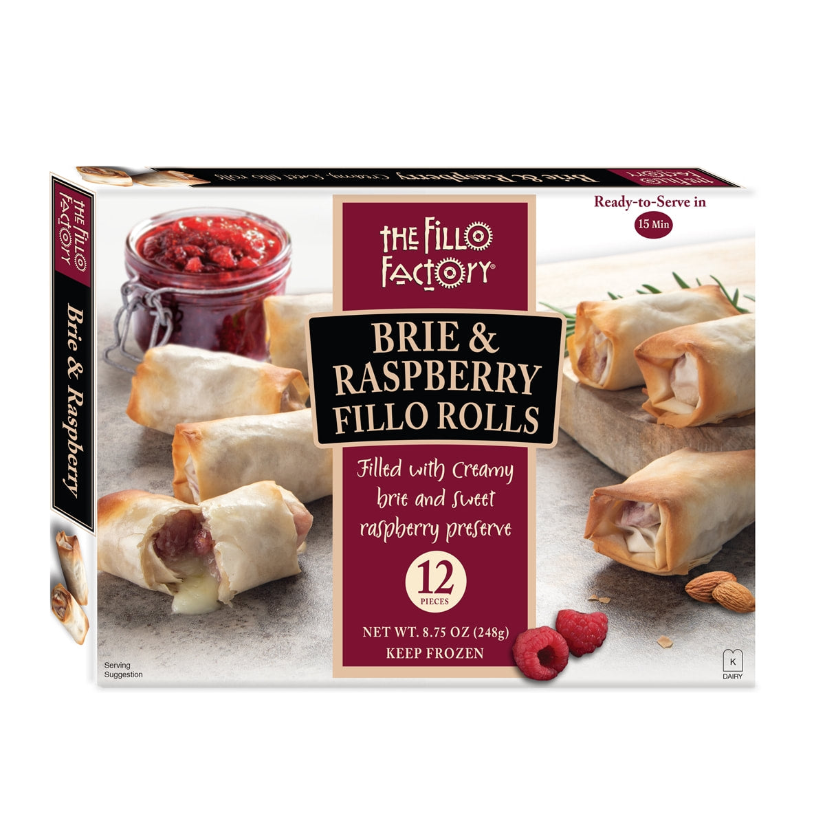 🇺🇸 12 Brie & Raspberry Fillo Rolls, 8.75 oz [Frozen] ❄️
