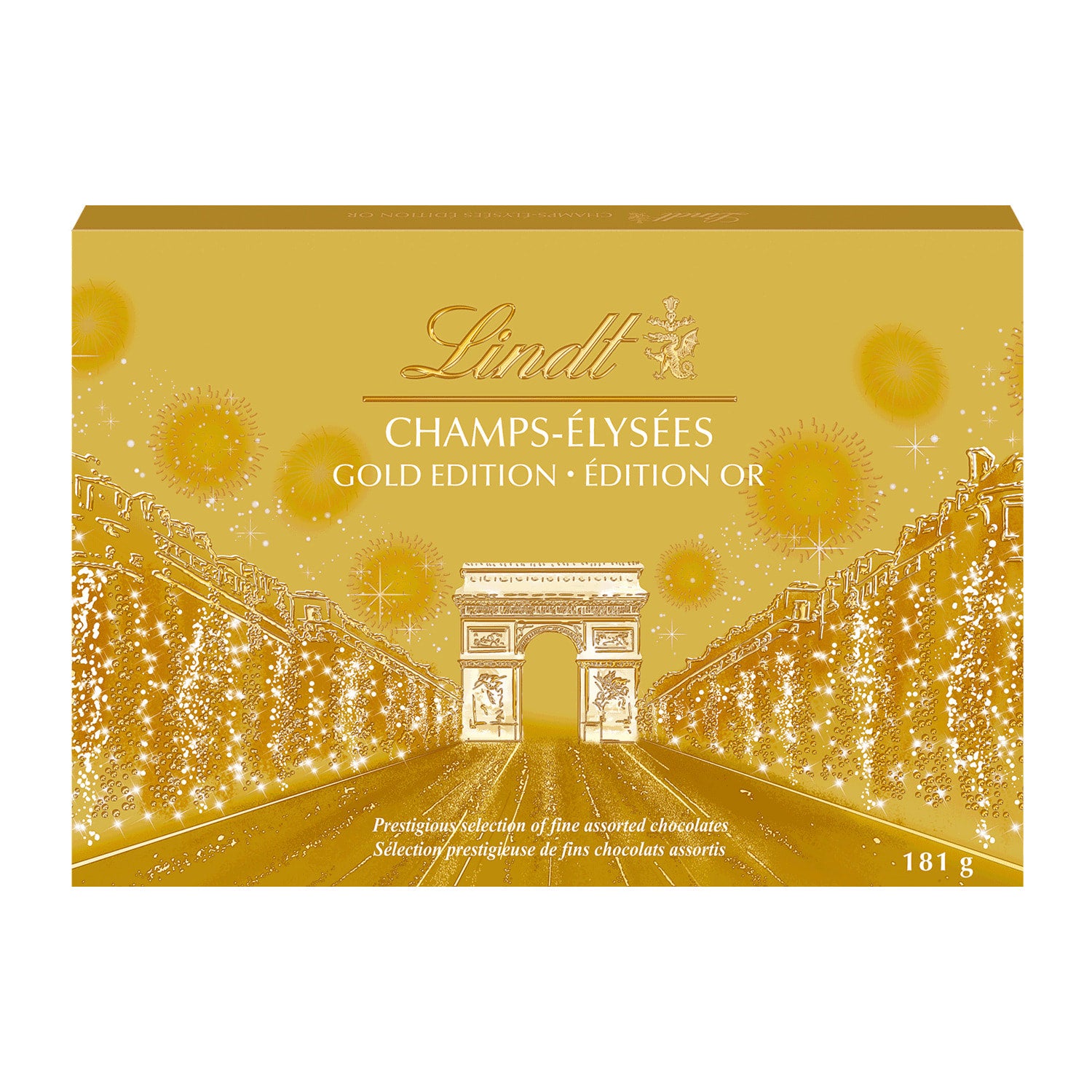 🇫🇷 Champs-Élysées 'Gold Edition' 90 Chocolates X-Large Gift Box by Lindt & Sprüngli, 34 oz (968g)