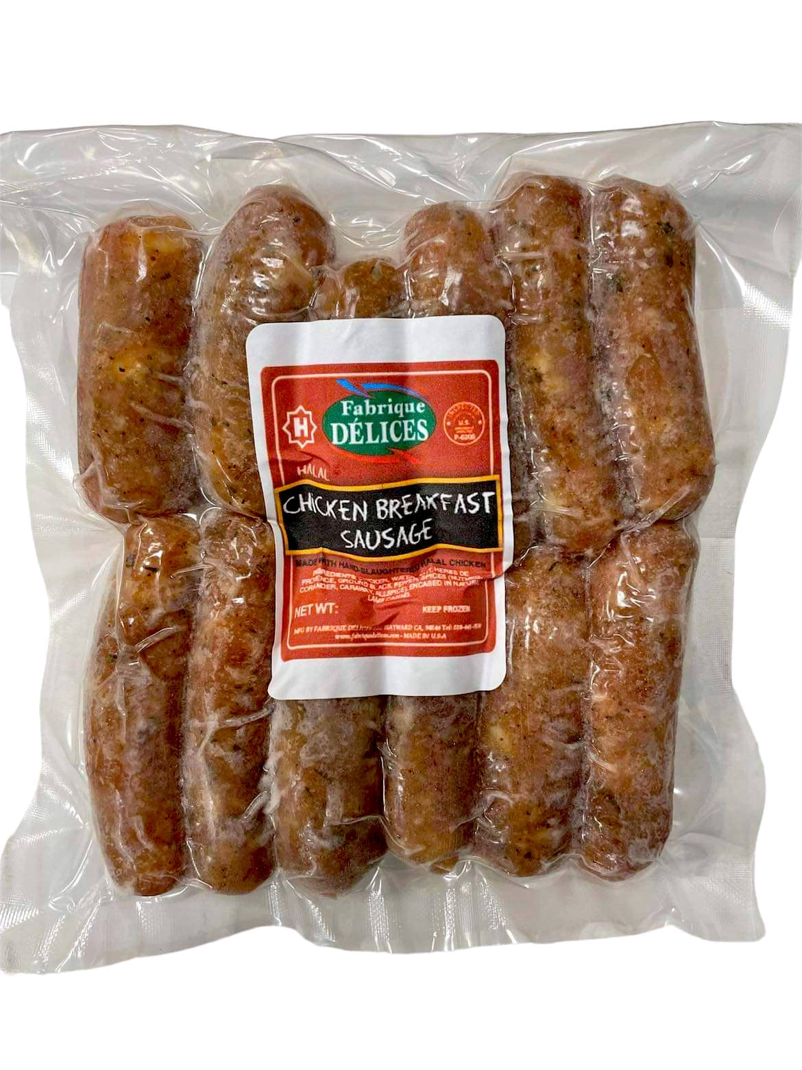 🇫🇷 12 Chicken 'Chipolata' : Provence Breakfast Sausage, 12 oz [Halal, Frozen] ❄️