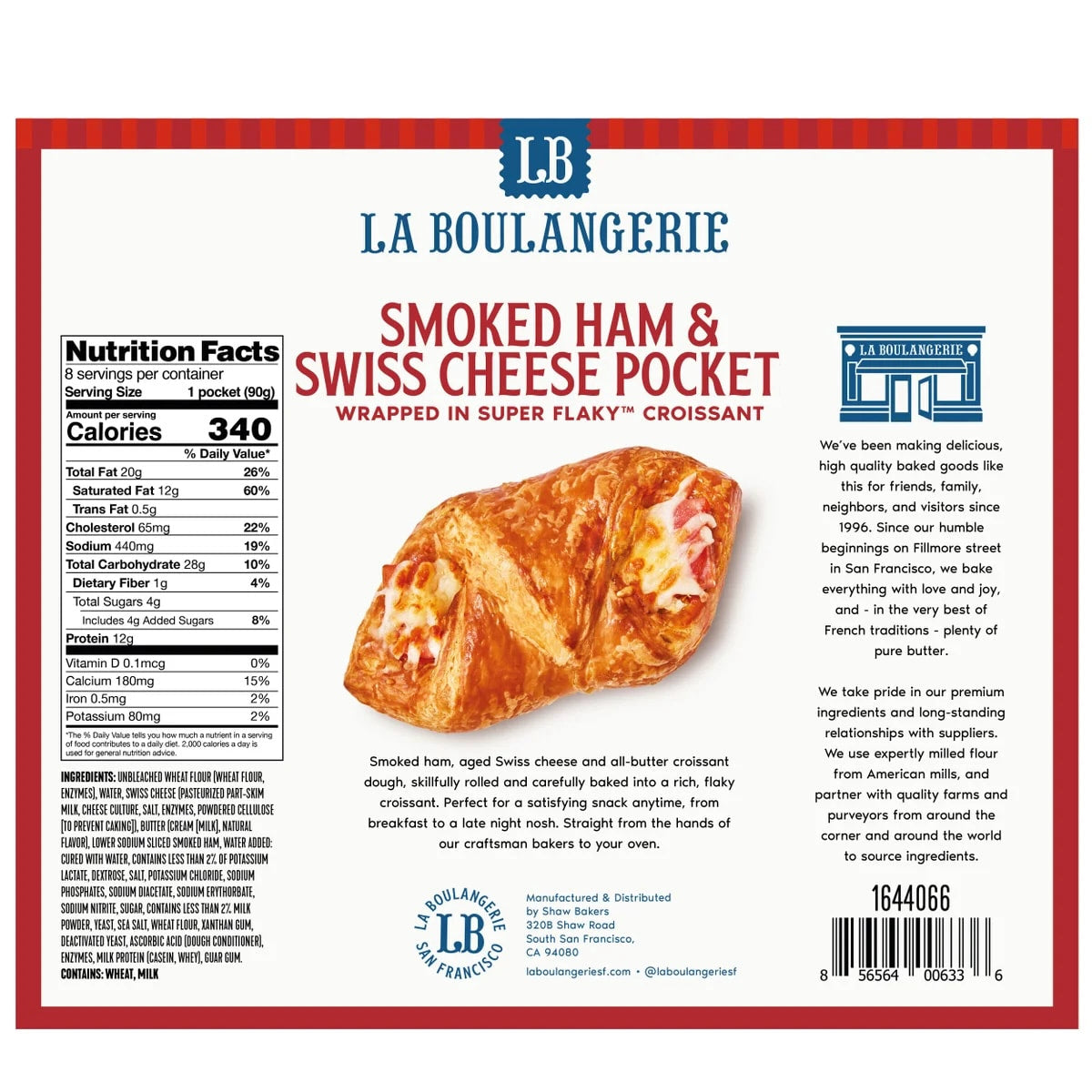 🇫🇷 Smoked Ham & Swiss Cheese Pocket Friand by La Boulangerie San Francisco, 2 oz