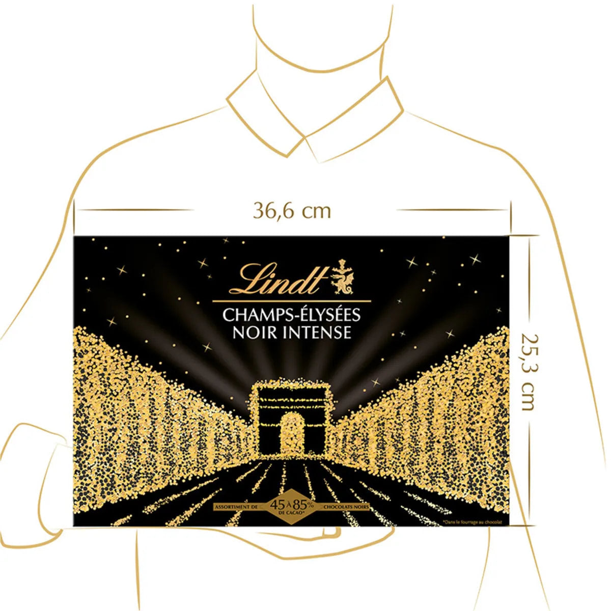 🇫🇷 Champs-Élysées 'Noir Intense' - 40 Chocolate Gift Box (Large) by Lindt & Sprüngli, 13.9 oz (395g)