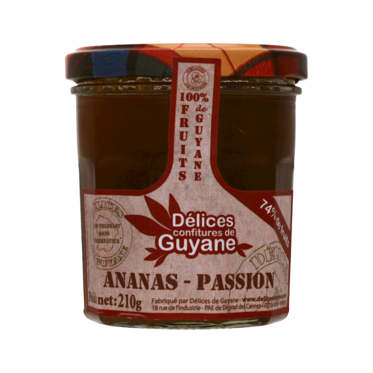 🇫🇷 Pineapple & Passion Fruit Jam by Délices de Guyane, 7.4 oz (210g) - Best By Date: 8/20/24