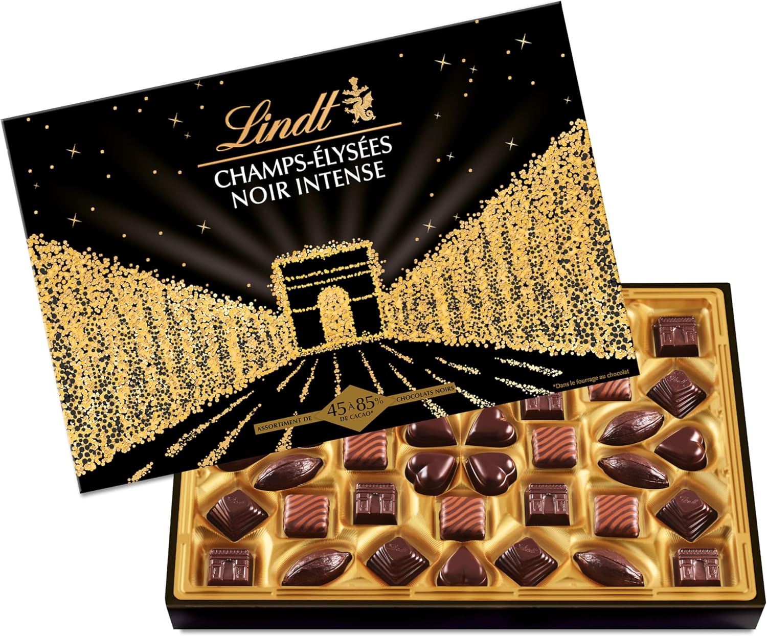 🇫🇷 Champs-Élysées 'Noir Intense' - 40 Chocolate Gift Box (Large) by Lindt & Sprüngli, 13.9 oz (395g)