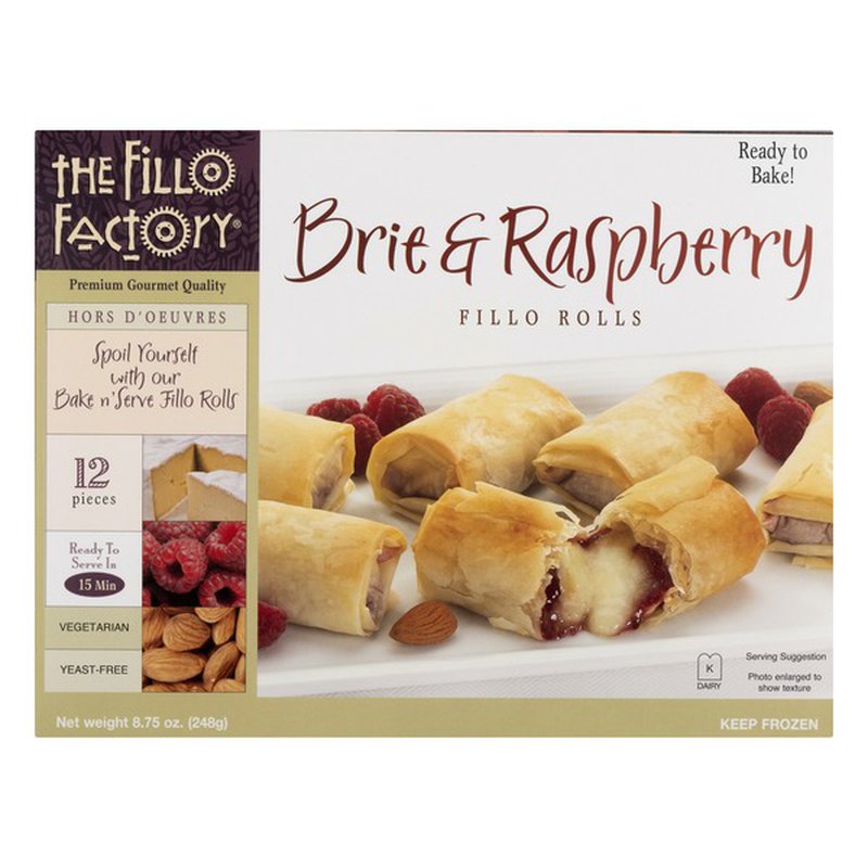 🇺🇸 12 Brie & Raspberry Fillo Rolls, 8.75 oz [Frozen] ❄️