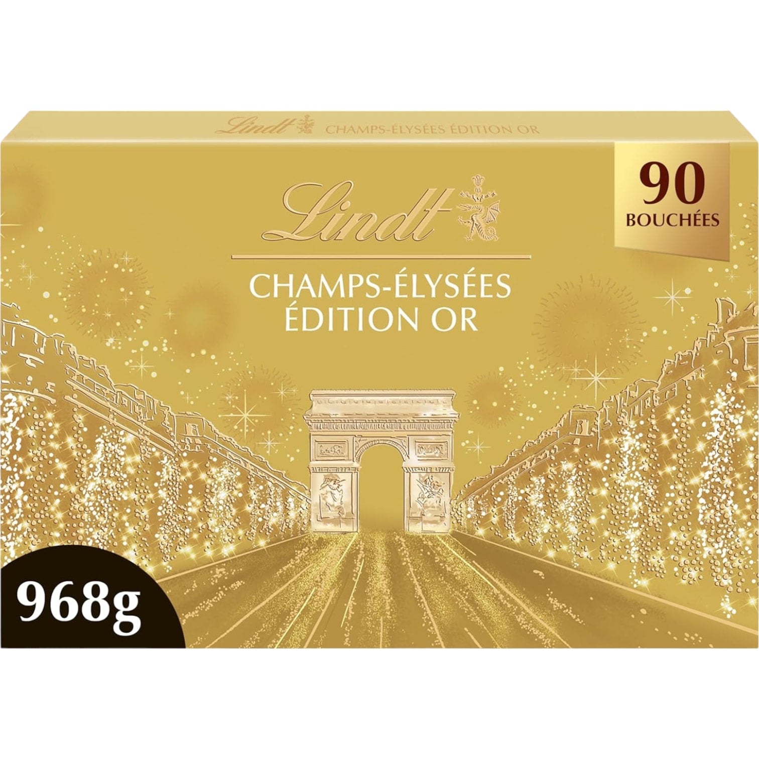 🇫🇷 Champs-Élysées 'Gold Edition' 90 Chocolates X-Large Gift Box by Lindt & Sprüngli, 34 oz (968g)