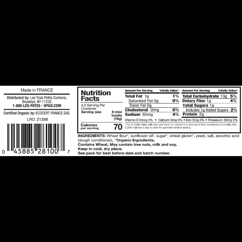 🇫🇷 Original Wheat Petits Toasts, 2.8 oz (80g)