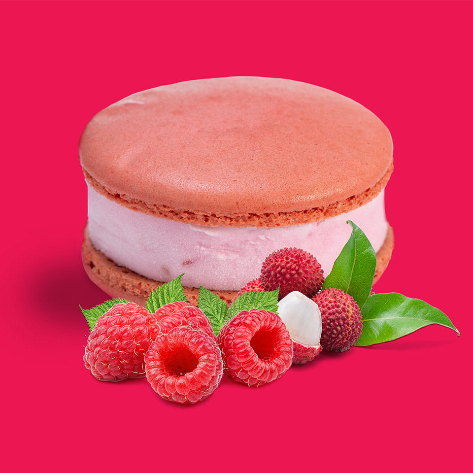 🇫🇷 Le Raspberry-Lychee Ice Cream Macaron, 2.3 oz (65g) [Frozen] ❄️