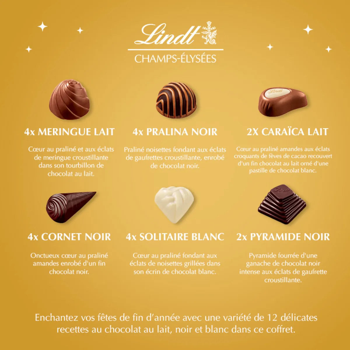 🇫🇷 Champs-Élysées 'Star Collection' - 44 Chocolate Gift Box (Large) by Lindt & Sprüngli, 16.4 oz (465g)