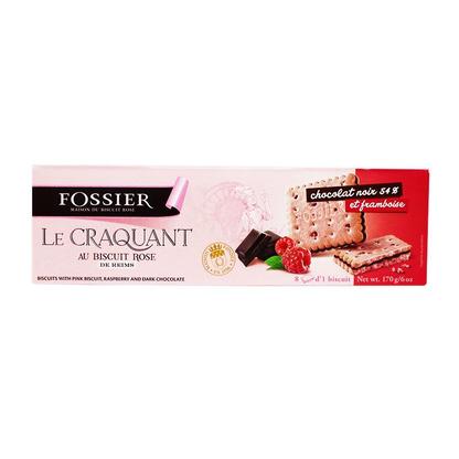 🇫🇷 Pink Biscuit Of Reims Shortbread With Dark Chocolate 'Le Craquant au Biscuit Rose' by Maison Fossier, 6 oz (170g)
