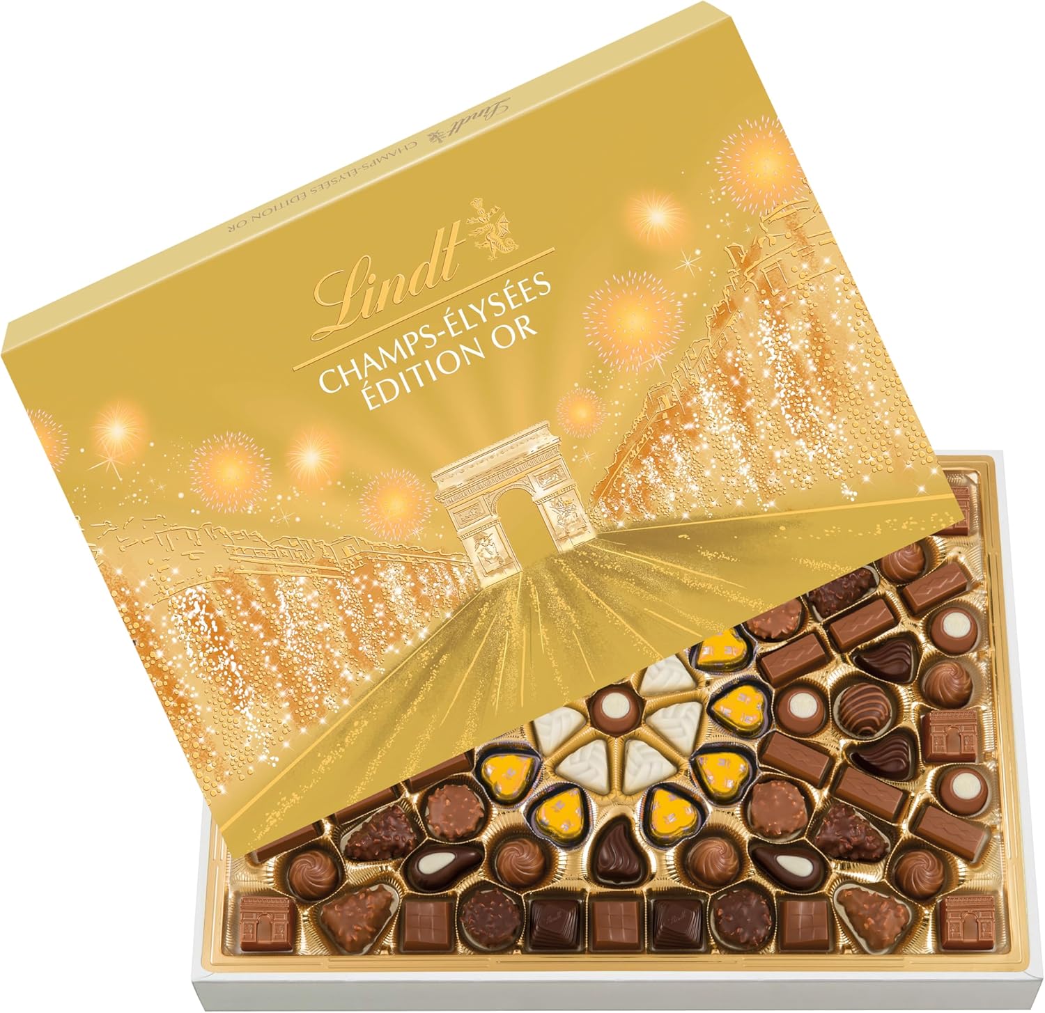 🇫🇷 Champs-Élysées 'Gold Edition' 90 Chocolates X-Large Gift Box by Lindt & Sprüngli, 34 oz (968g)