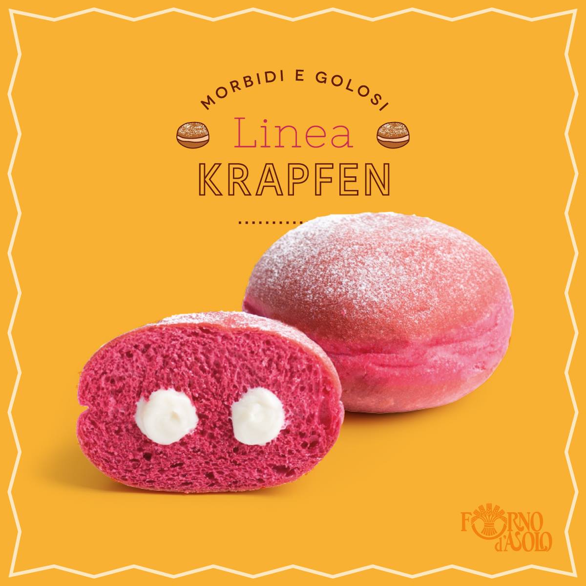 🇮🇹 4 Red Velvet Krapfen/Berliner w/ Pastry Cream by Forno D'Asolo, 2.2 oz (65g) [Frozen] ❄️