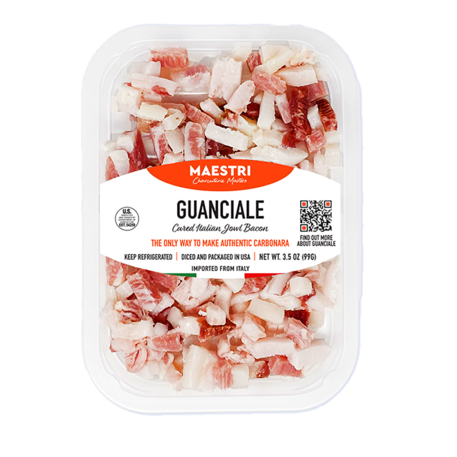🇮🇹 Authentic Guanciale (Cured Italian Jowl Bacon), 3.5 oz (100g)