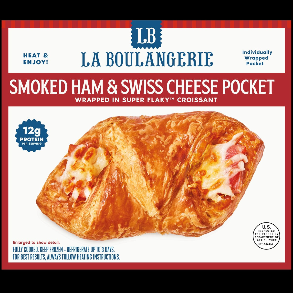 🇫🇷 Smoked Ham & Swiss Cheese Pocket Friand by La Boulangerie San Francisco, 2 oz