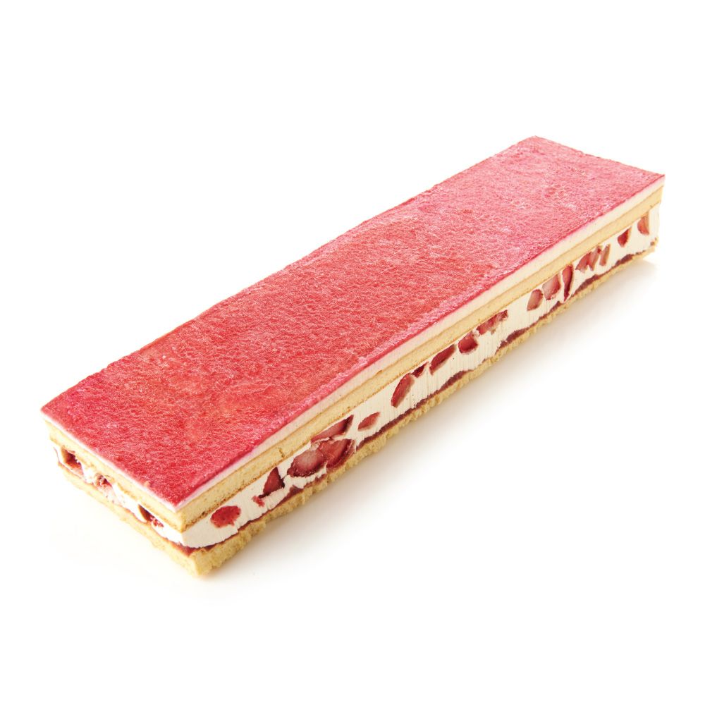 🇫🇷 Large 14” ‘Fraisier’ Strawberry Strip Cake (10 Portions), 33 oz [Frozen] ❄️