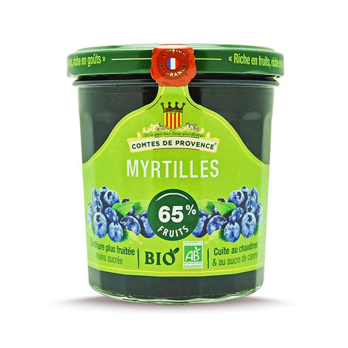 🇫🇷 Organic Blueberry Jam (65% Fruits) by Les Comtes de Provence, 12.34 oz (350g)