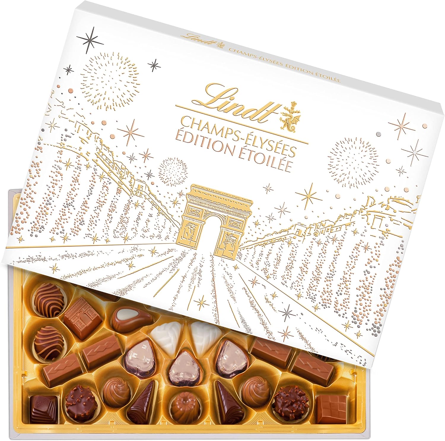 🇫🇷 Champs-Élysées 'Star Collection' - 44 Chocolate Gift Box (Large) by Lindt & Sprüngli, 16.4 oz (465g)