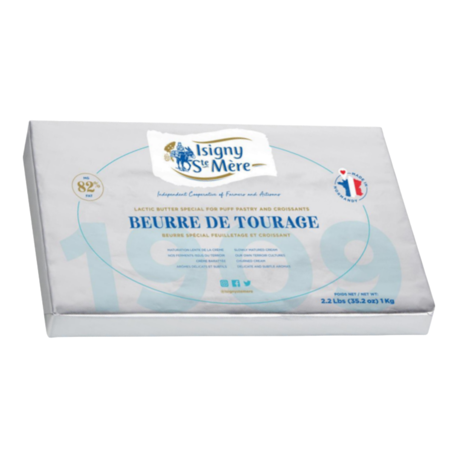 🇫🇷 Professional Pastry Sheet Butter ‘Beurre de Tourage’ 82%, 2.2 lbs (1kg) [Frozen] ❄️