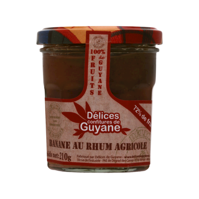 🇫🇷 Rhum & Banana Jam by Délices de Guyane, 7.4 oz (210g) - Best By Date: 7/21/24
