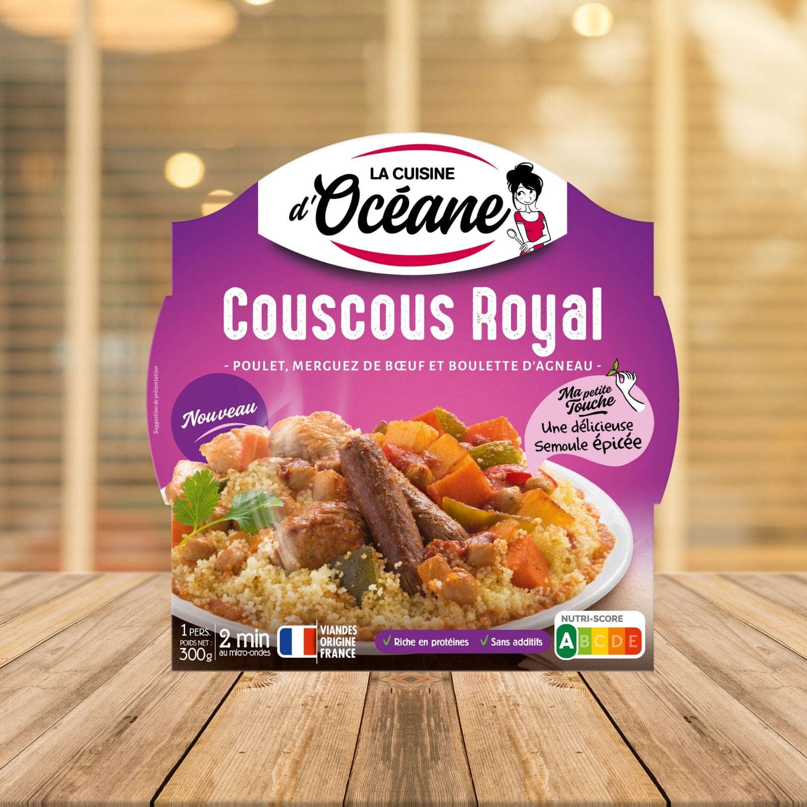 🇫🇷 Couscous Royal w/ Chicken, Beef Merguez & Lamb Meatball For 1 Person by Cuisine d'Oceane, 10.5 oz (300g) *Outer Packaging Slightly Torn
