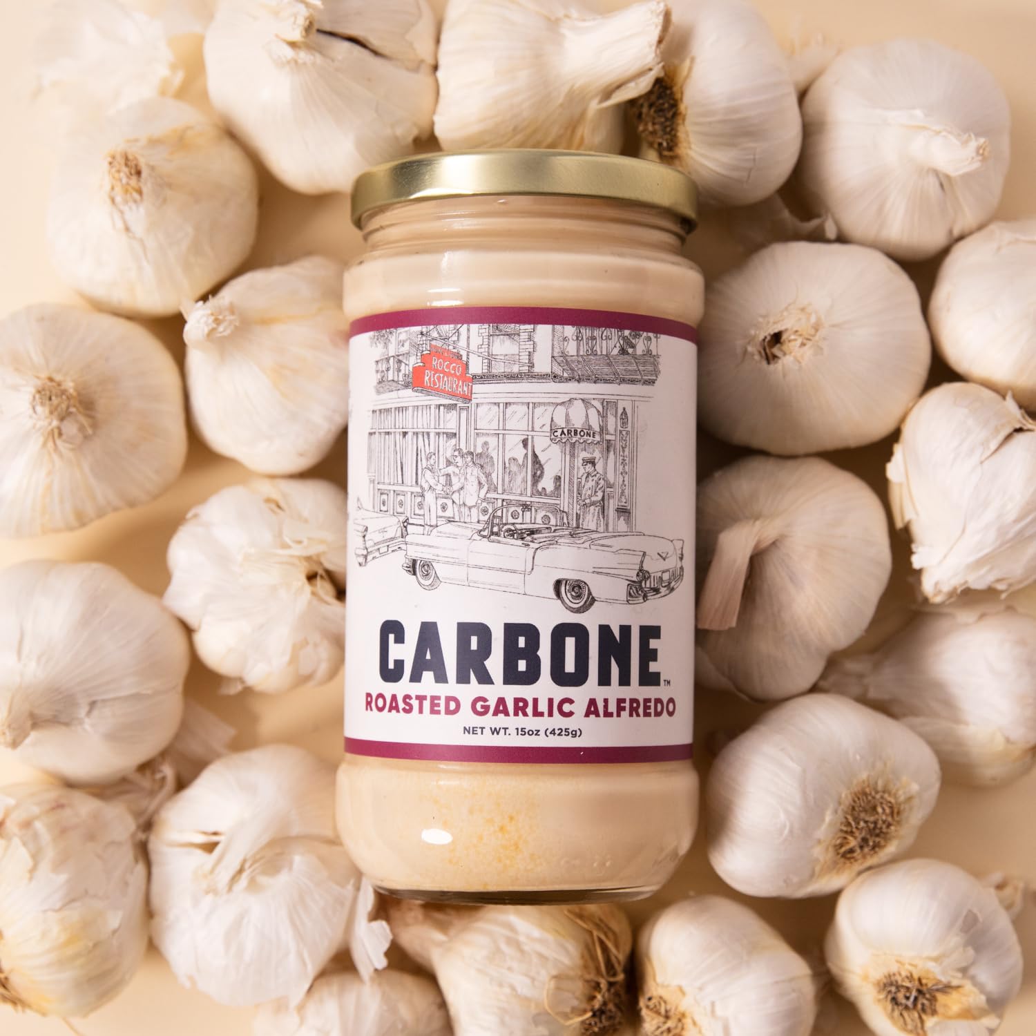 🇮🇹 Premium Roasted Garlic Alfredo Sauce [No Sugar Added], 15 fl oz (425g)