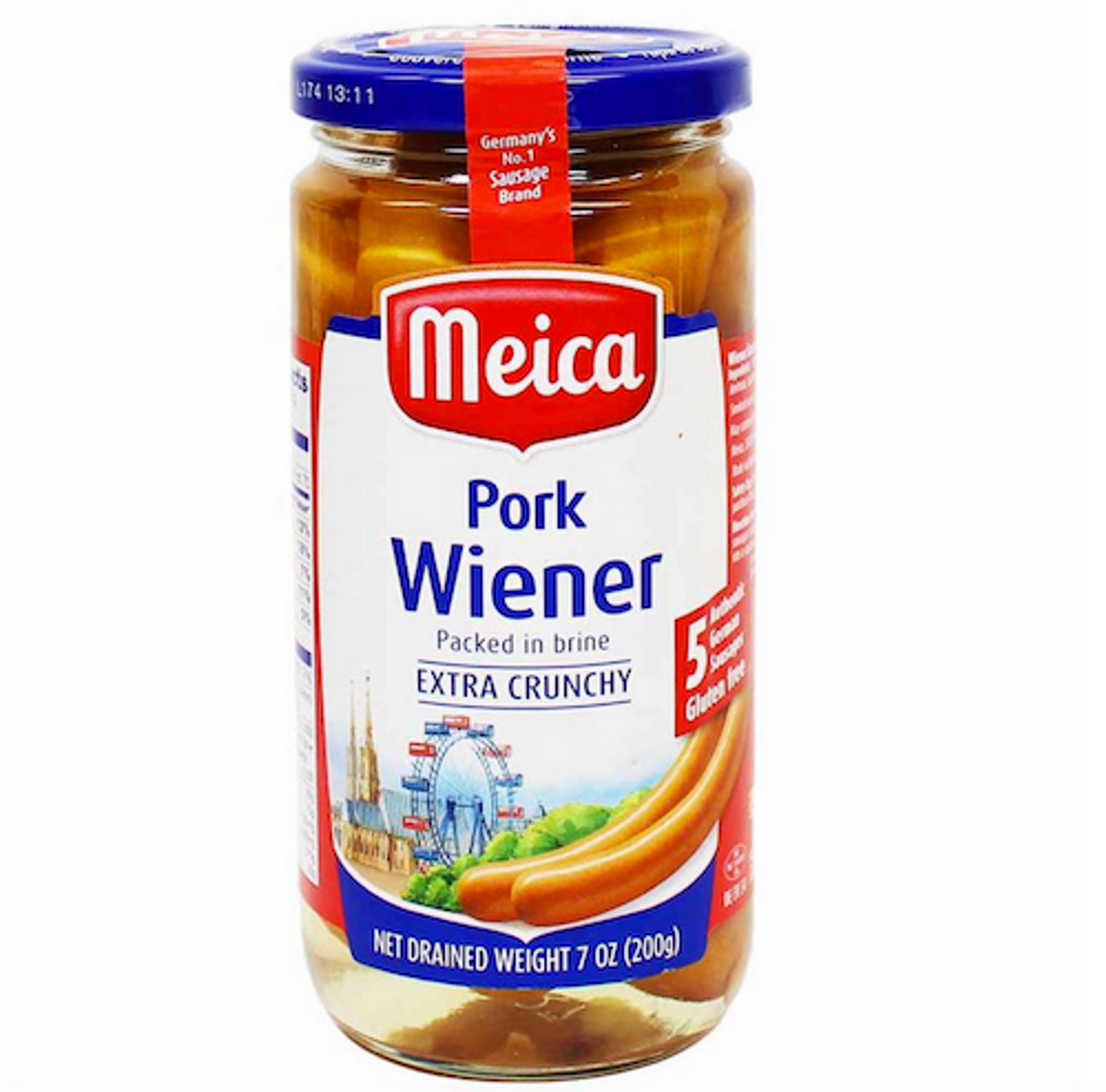 🇩🇪 5 Authentic Extra Crunchy Wiener Sausages, 7 oz (200g) * Best By Date: March 29, 2025