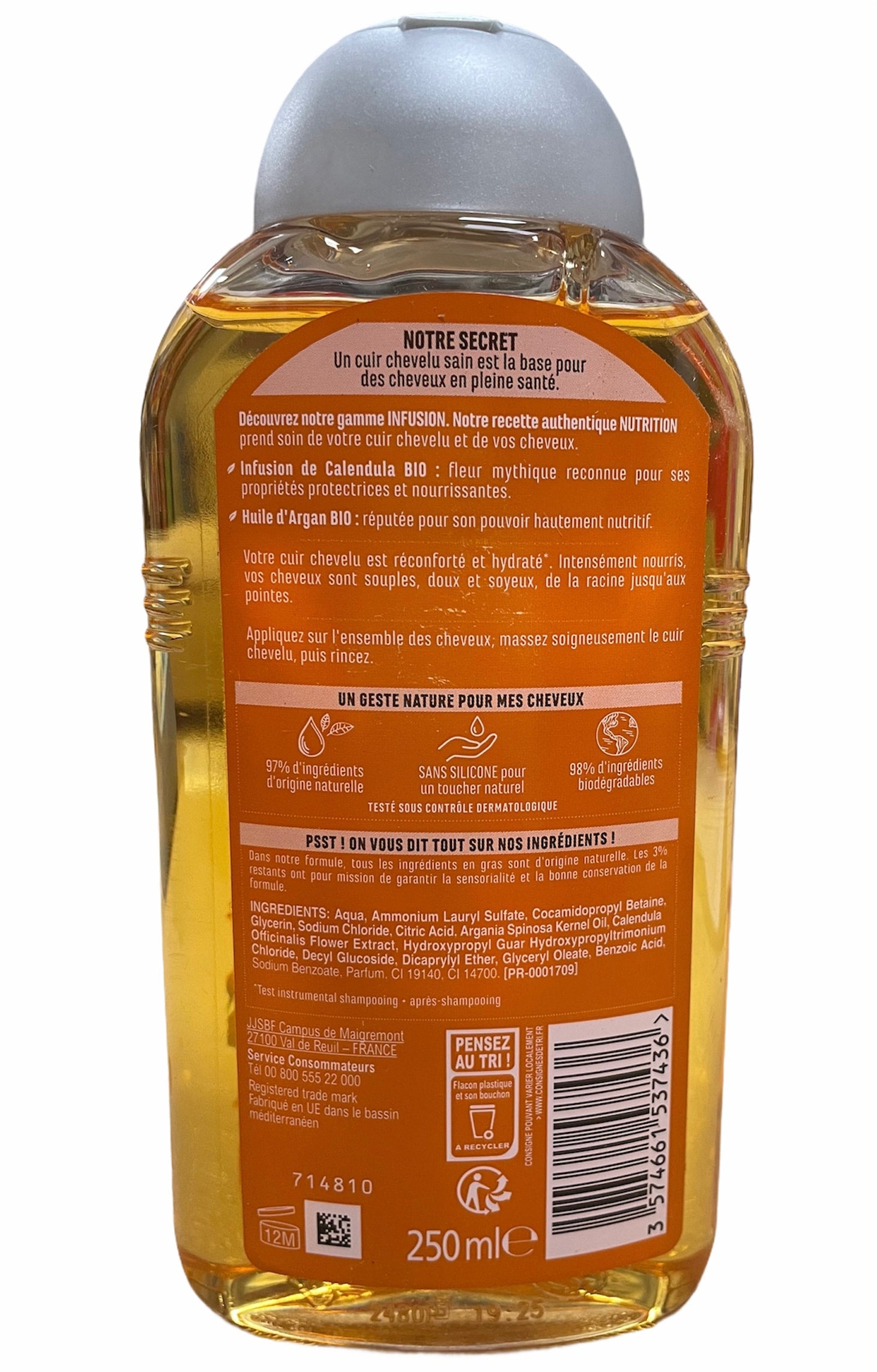 🇫🇷 Organic Shea Butter & Argan Shampoo, 8.45 fl oz (250ml)