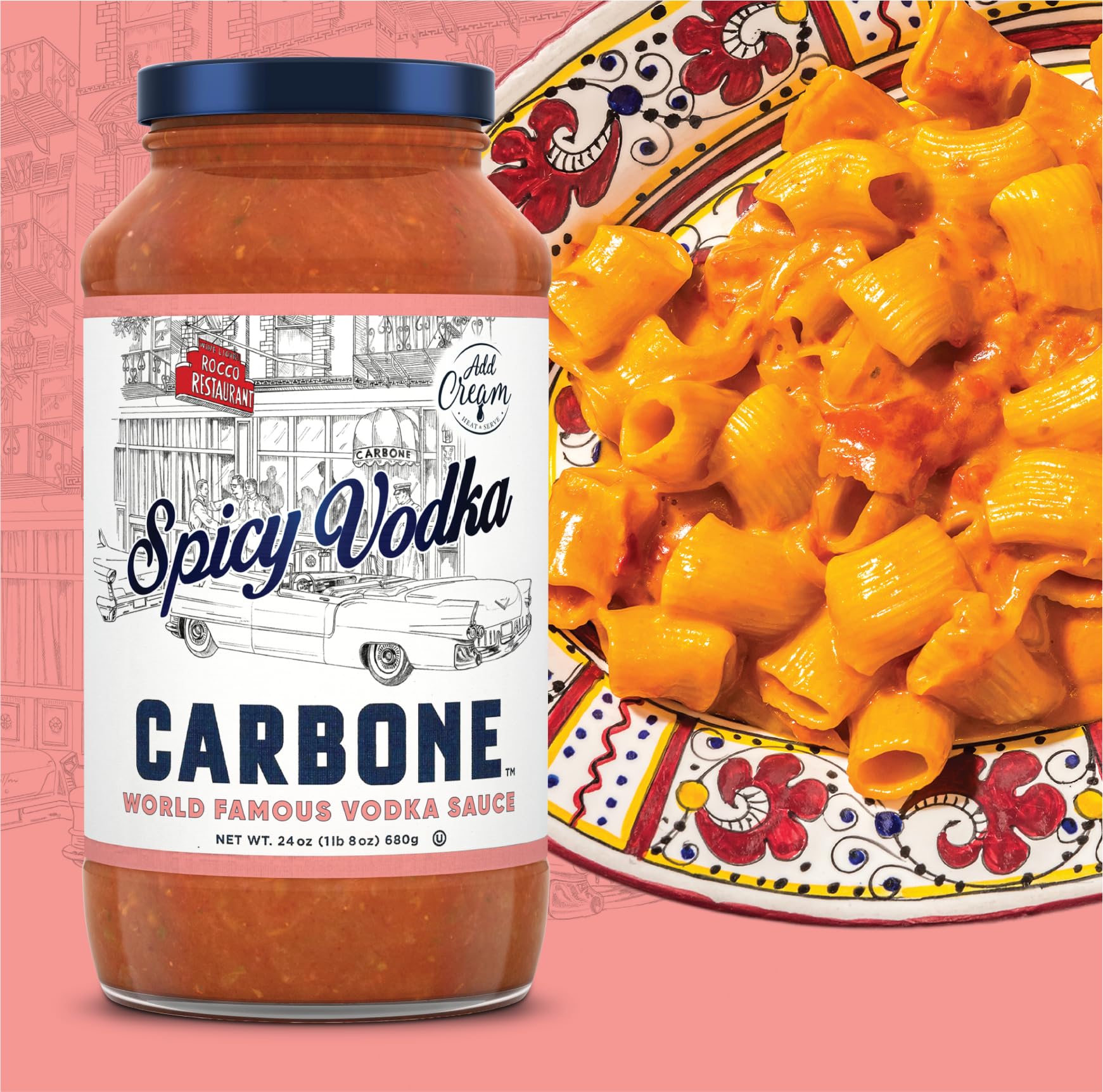 🇮🇹 Spicy Vodka Sauce w/ 100% Italian Tomatoes [No Sugar Added], 24 fl oz