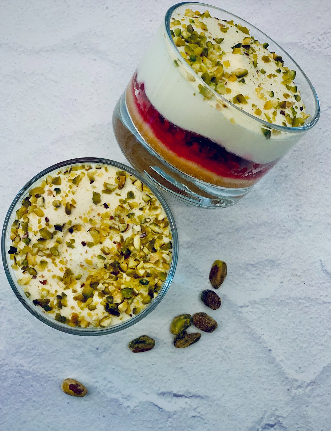 🇮🇹 Biscuit-Raspberries-Pistachios Trifle ‘Coppa Mascarpone e Lamponi' in Glass Cup, 3.1 oz [Frozen] ❄️