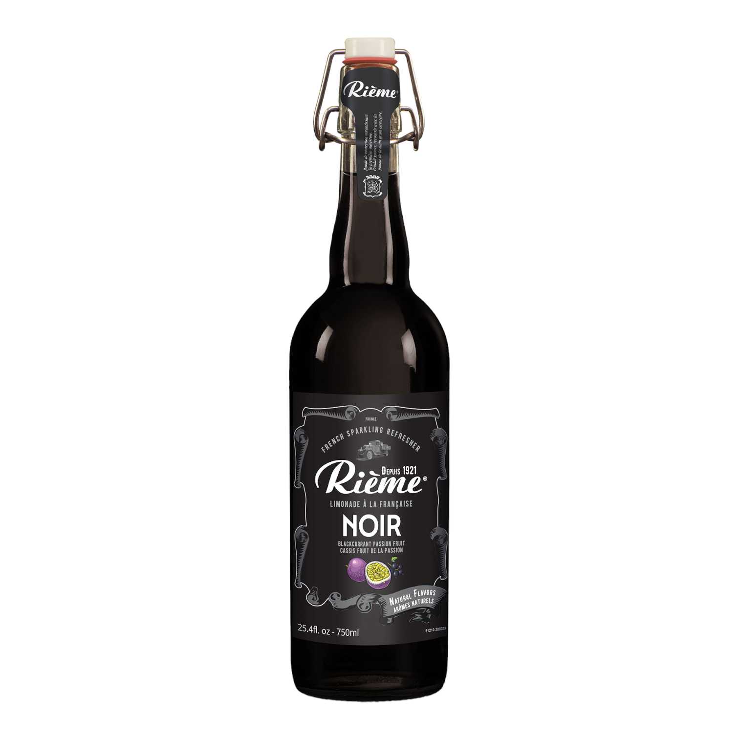 🇫🇷 Sparkling "Noir" Lemonade (Blackcurrant/Cassis & Passion Fruit), 25.4 fl. oz. (750ml)