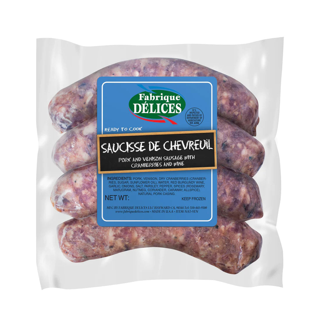 🇫🇷 4 Venison Sausage with Cranberries, 1 lb [Frozen] ❄️
