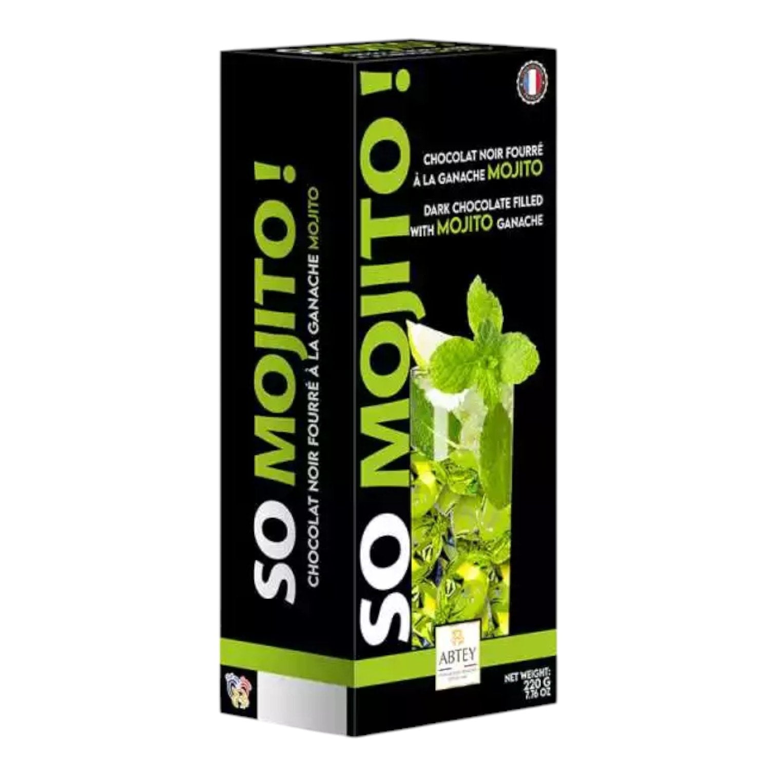 🇫🇷 18 Premium Dark Chocolate w/ Mojito Liqueur by Abtey Chocolatier 1946, 7.76oz (220g)