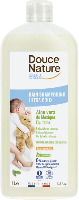 🇫🇷 Organic Baby Bath & Shampoo w/ Aloe Vera, 33.81 fl oz (1000ml)