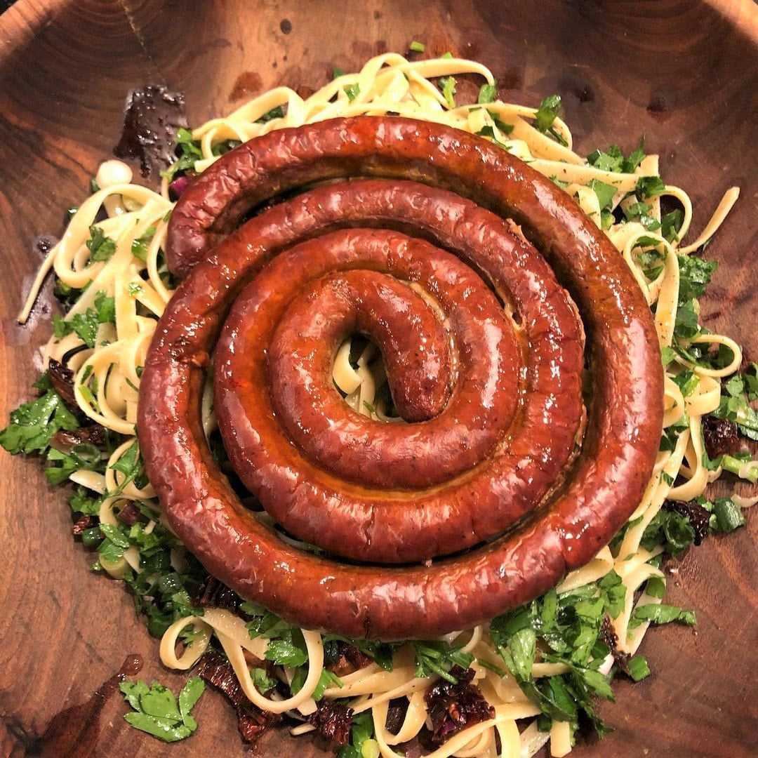 🇫🇷 Lamb Merguez Coil Chapelet Sausage, 1.5 lbs [Halal, Frozen] ❄️