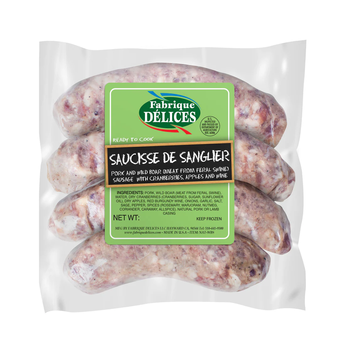 🇫🇷 4 Wild Boar Sausage with Apples & Cranberries, 1 lb [Frozen] ❄️